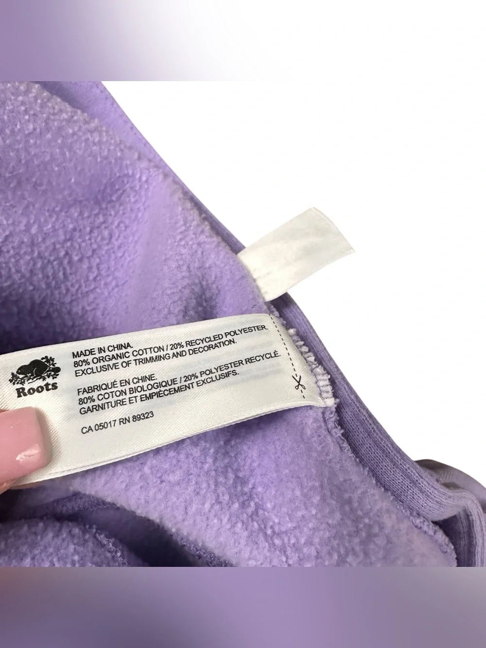 Roots Baby Romper 6-12M Lavender Purple Beaver Logo Organic Cotton Fleece